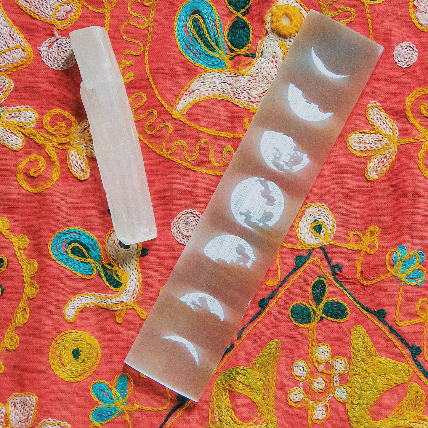 Phases of the Moon Selenite Crystal Charging Bar